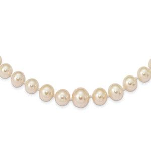 14k Yellow Gold 4-8mm White Freshwater Cultured Pearl Graduated 18 inch Necklace